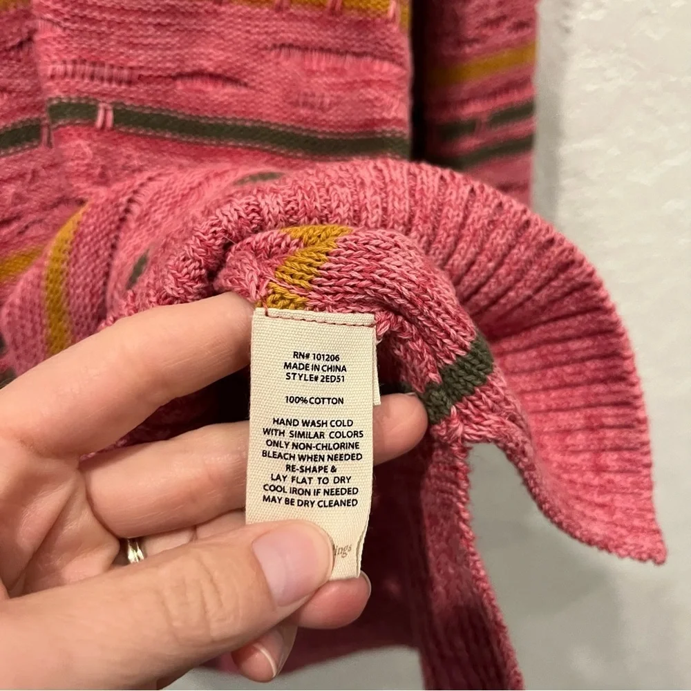 Soft Surroundings Sweater Women's XS Lisabetta Art Stripe Dusty Cedar Blush Pink